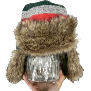 Nwot GAP Hat Kids S/M Multicolor Faux Fur Fleece “Crazy Stripe Trucker”